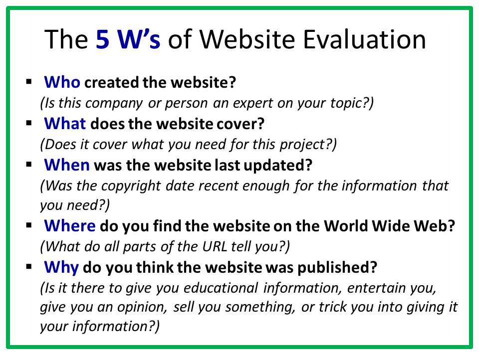 Image result for 5w source evaluation